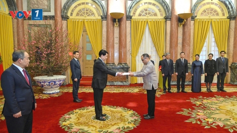 Chủ tịch nước Lương Cường tiếp các Đại sứ trình Quốc thư