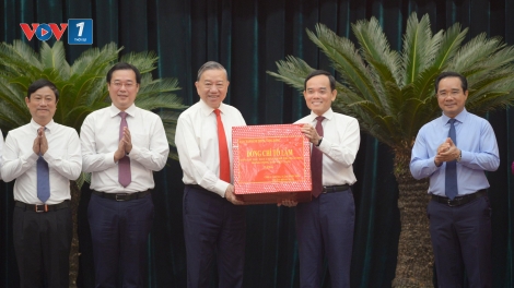 Tổng Bí thư Tô Lâm thăm chúc tết Đảng bộ Chính quyền nhân dân Thành phố mang tên Bác