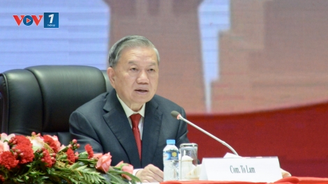 Tổng Bí thư Tô Lâm thông báo kết quả ĐH 14 tại Thủ đô Viêng – Chăn, Lào