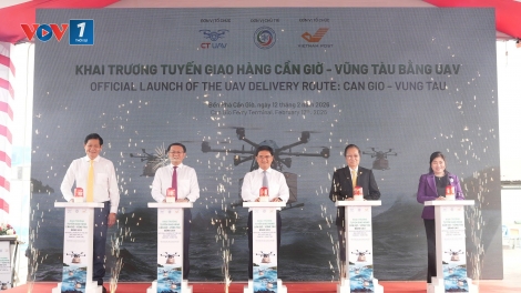 Khai trương tuyến vận chuyển bưu chính bằng thiết bị bay không người lái kết nối Cần Giờ - Vũng Tàu