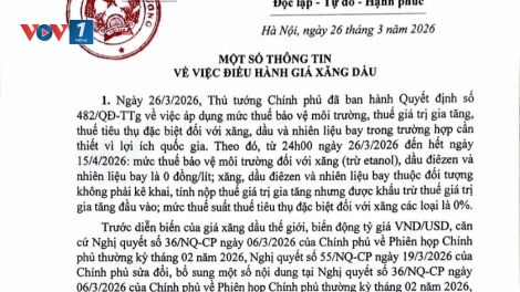 Thực hiện Quyết định số 482/QĐ-TTg: Giá xăng giảm mạnh từ 24h ngày 26/3/2026