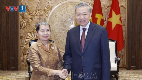 Tổng Bí thư Tô Lâm tiếp bà Men Sam An, Phó Chủ tịch CPP