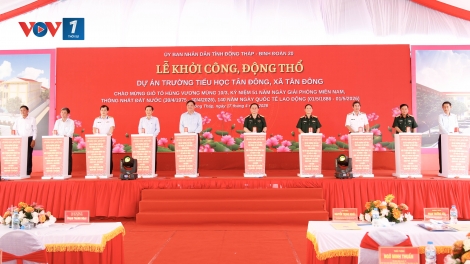 Đại tướng Nguyễn Trọng Nghĩa dự khởi công xây dựng Trường Tiểu học Tân Đông, tỉnh Đồng Tháp