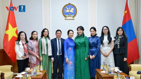 Phu nhân Chủ tịch Quốc hội gặp Phu nhân Chủ tịch Quốc hội Mông Cổ