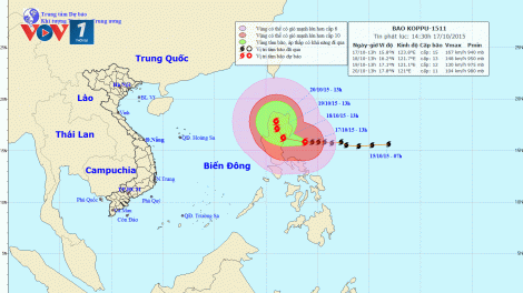 Tin về cơn bão Koppu lúc 05h00 ngày 18/10/2015