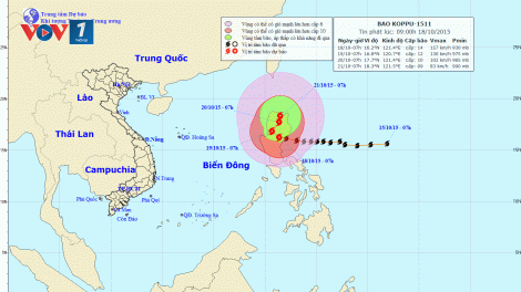 TIN BÃO TRÊN ĐẤT LIỀN PHILIPPIN (Cơn bão Koppu) lúc 10h00 ngày 18/10/2015