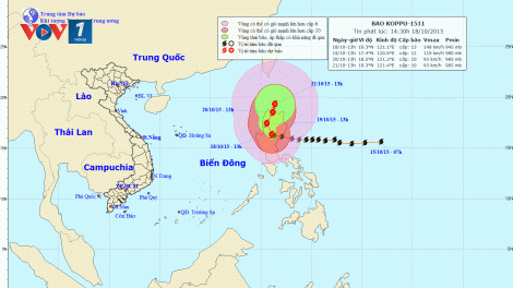 TIN BÃO TRÊN ĐẤT LIỀN PHILIPPIN (Cơn bão Koppu) lúc 16h00 ngày 18/10/2015