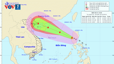 Tin bão trên biển Đông (Cơn bão số 4) lúc 10h00 ngày 02/10/2015