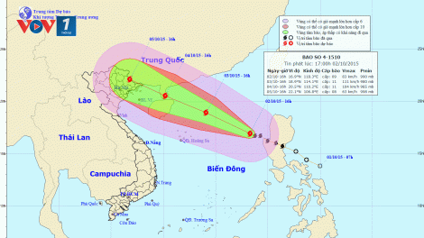 Tin bão trên biển Đông (Cơn bão số 4) lúc 18h00 ngày 02/10/2015