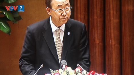 Thời sự chiều ngày 23/5/2015: Tổng Thư ký Liên hợp quốc Ban Ki-moon thăm và phát biểu tại phiên họp chiều nay của Quốc hội.