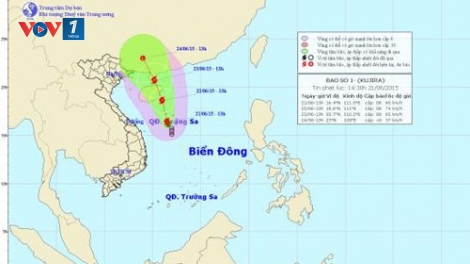 Tin về cơn bão số 1 có tên quốc tế là Ku-ji-ra lúc 18h00 ngày 21/6/2015
