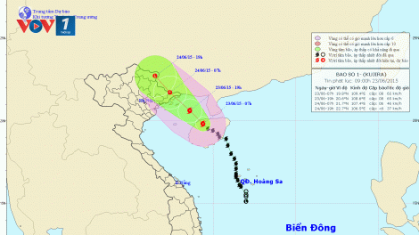 Tin về cơn bão số 1 lúc 10H00 ngày 23/6/2015