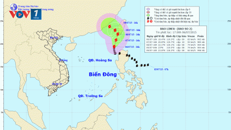 Tin về cơn bão số 2 lúc 19h ngày 06/7/2015