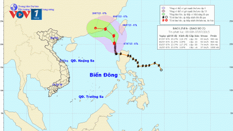 Tin về cơn bão số 2 lúc 10h00 ngày 07/7/2015