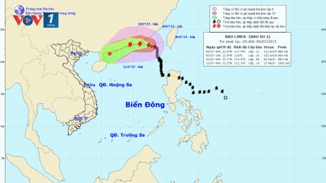 Tin về cơn bão số 2 lúc 12h00 ngày 9/7/2015