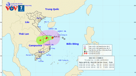 Tin về cơn bão số 3 lúc 13h00 ngày 14/9/2015