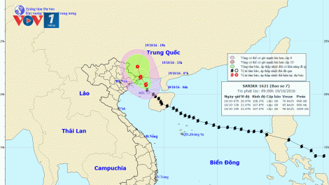 Tin bão khẩn cấp (Cơn bão số 7) lúc 09h00 (19/10/2016)