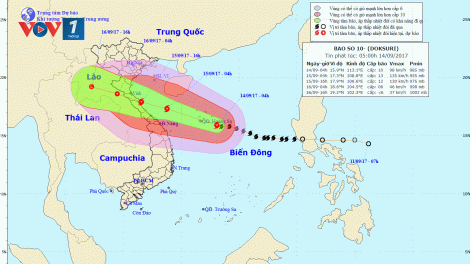 Tin bão khẩn cấp, cơn bão số 10 (06h00 ngày 14/9/2017)