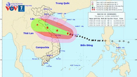 Tin bão khẩn cấp, cơn bão số 10 (14h30 ngày 14/9/2017)