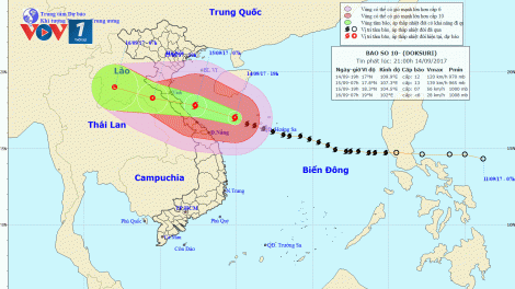 Tin bão khẩn cấp, cơn bão số 10 (21h00 ngày 14/9/2017)