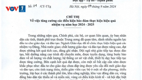THỜI SỰ 21H30 ĐÊM 04/09/2024: Thủ tướng Chính phủ yêu cầu tăng cường các điều kiện bảo đảm thực hiện hiệu quả nhiệm vụ năm học 2024 – 2025.