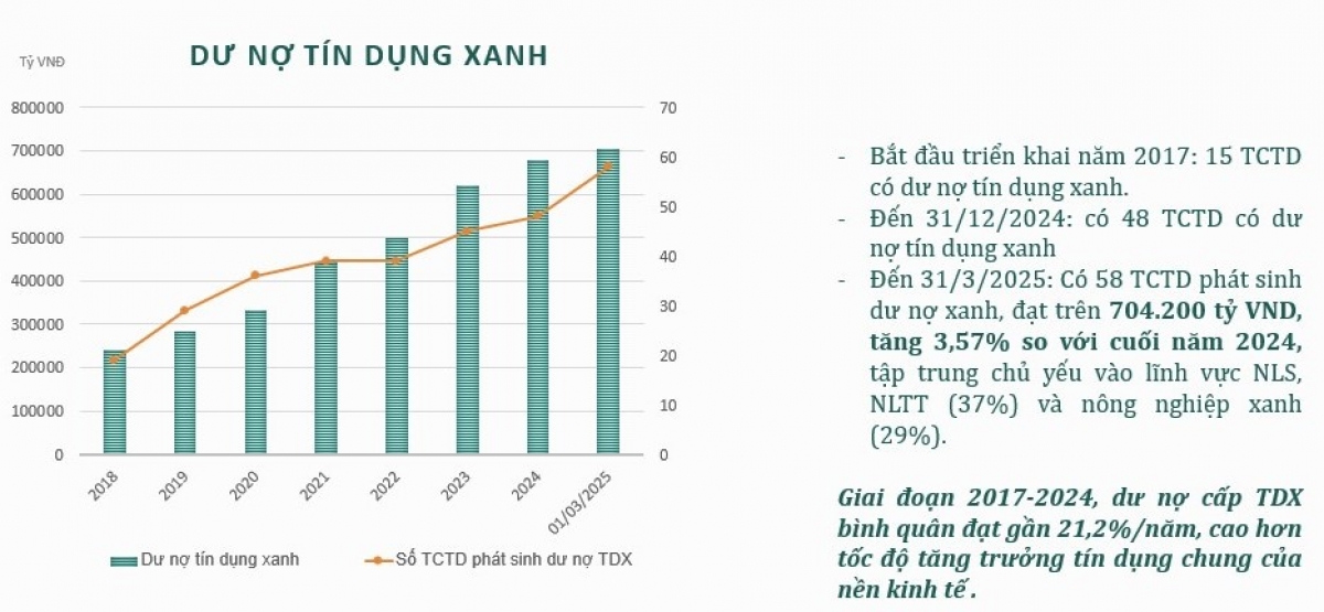Tăng trưởng dư nọ tín dụng xanh qua các năm