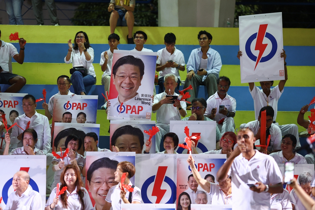 Đảng cầm quyền PAP giành chiến thắng áp đảo trong cuộc Tổng tuyển cử 2025 tại Singapore. Ảnh: REUTERS.