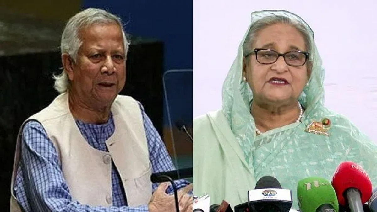 Cố vấn trưởng cho chính phủ lâm thời Bangladesh Muhammad Yunus và cựu Thủ tướng Sheikh Hasina (Ảnh ANI)