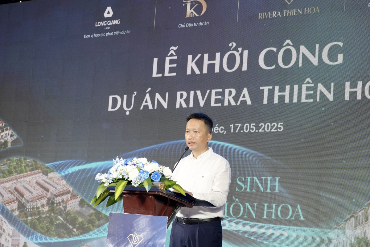 Ông Nguyễn Mạnh Hà - đại diện Chủ đầu tư ĐTK Land Sa Đéc phát biểu tại buổi lễ