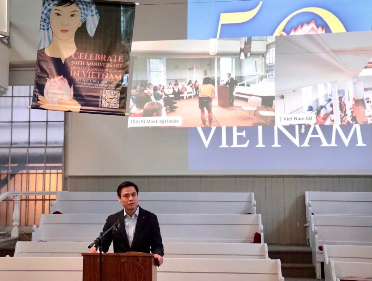 Đại sứ Đặng Hoàng Giang, Trưởng phái đoàn thường trực Việt Nam tại Liên hợp quốc phát biểu tại buổi lễ