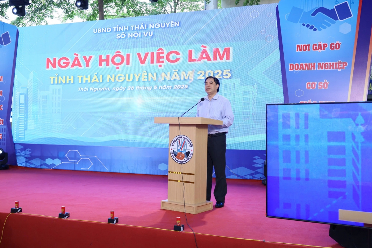 Ông Vũ Trọng Bình, Cục trưởng Cục Việc làm (Bộ Nội vụ) phát biểu tại sự kiện