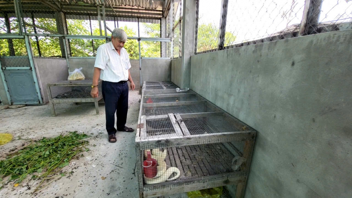 Ông Trần Bé Em- Trưởng Phòng khoa học và Bảo tồn đất ngập nước Khu bảo tồn thiên nhiên Lung Ngọc Hoàng tại Khu chuồng nuôi dưỡng, cứu hộ động vật hoang dã