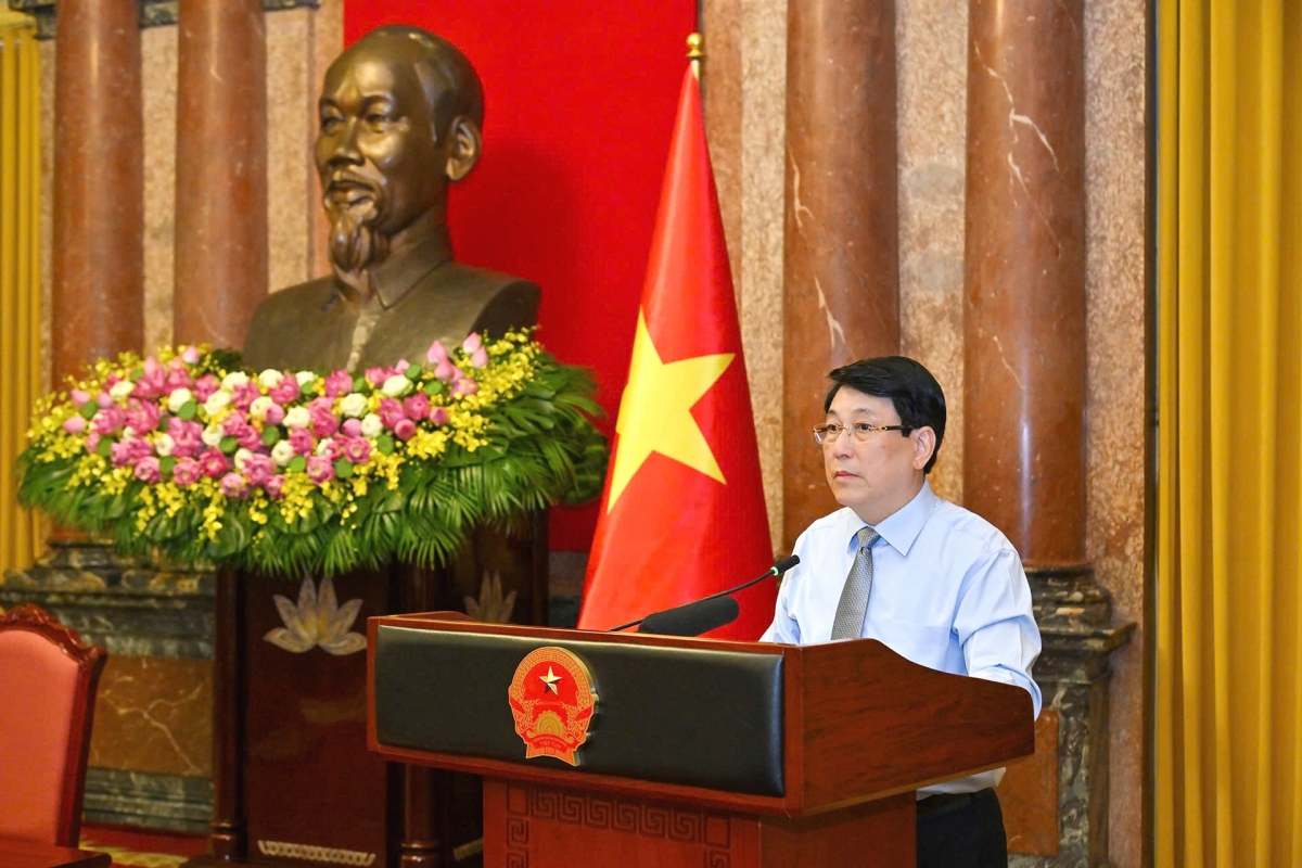 Chủ tịch nước Lương Cường phát biểu tại buổi gặp mặt