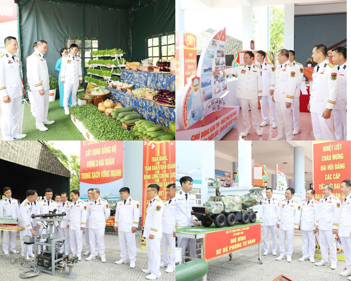 Các đại biểu tham quan mô hình trưng bày tại Đại hội