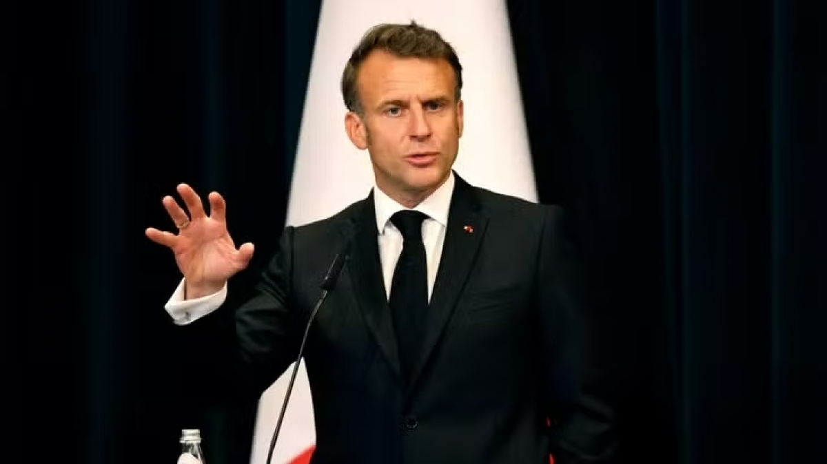 Tổng thống Pháp Emmanuel Macron tuyên bố rằng châu Âu phải củng cố lập trường, phản đối các cuộc tấn công Dải Gaza của Israel trong những ngày gần đây - Ảnh: Le Huffpost