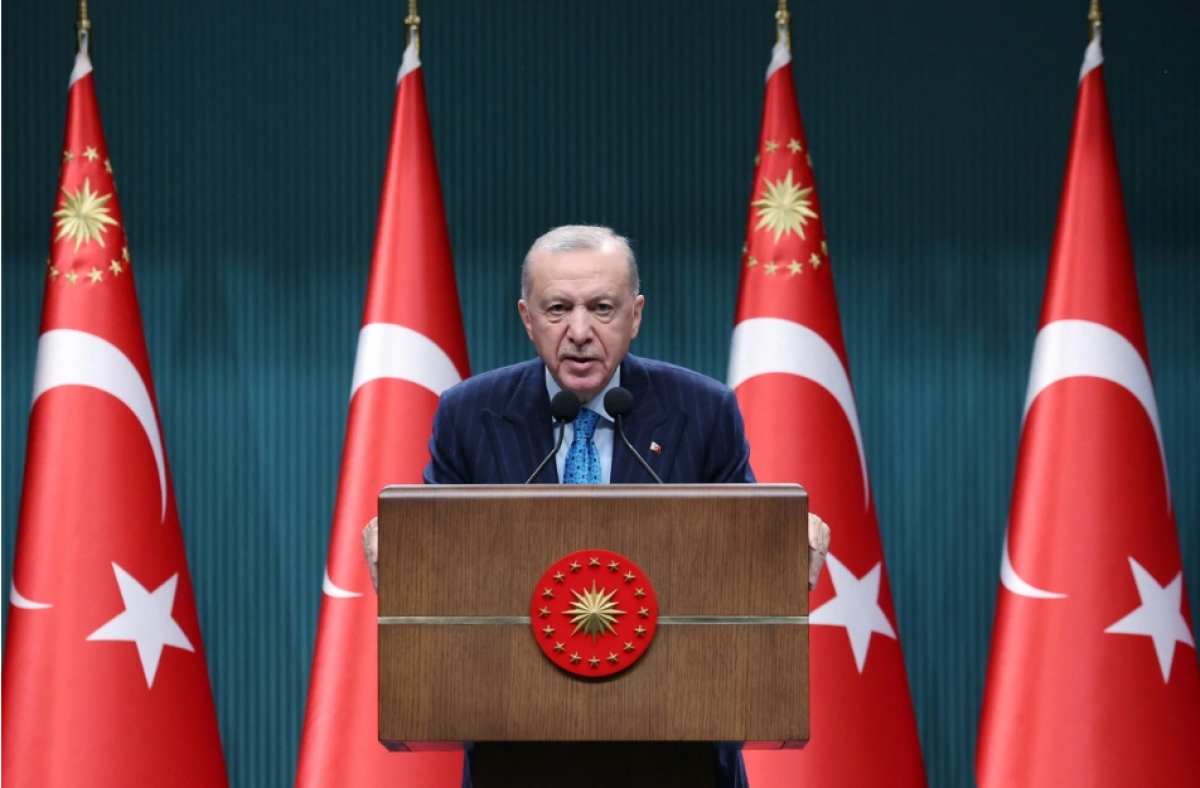 Tổng thống Thổ Nhĩ Kỳ Erdogan phát biểu trong một cuộc họp báo ở Ankara. (Ảnh: Reuters)