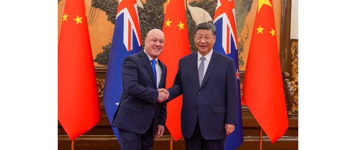 Thủ tướng New Zealand Chritopher Luxon gặp Chủ tịch Trung Quốc Tập Cận Bình. Nguồn: VP Thủ tướng New Zealand