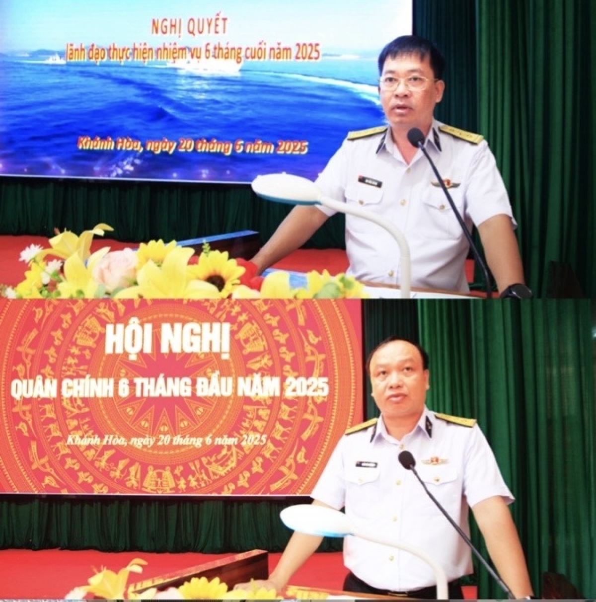 Thượng tá Mai Văn Doanh, Bí thư Đảng ủy, Chính ủy Lữ đoàn quán triệt Nghị quyết lãnh đạo thực hiện nhiệm vụ 6 tháng cuối năm 2025 và Thượng tá Trần Văn Vương, Lữ đoàn trưởng kết luận hội nghị.
