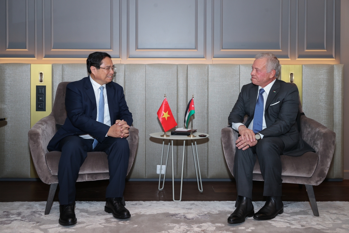 Thủ tướng Phạm Minh Chính hội kiến Quốc vương Jordan Abdullah II bin Al-Hussein - Ảnh: VGP/Nhật Bắc