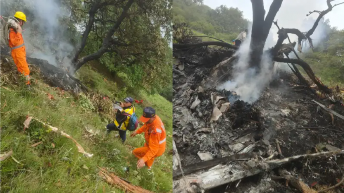 Hiện trường vụ rơi máy bay trực thăng tại Kedarnath, bang Uttarakhand, miền Bắc Ấn Độ sáng 15/6 (Times of India)