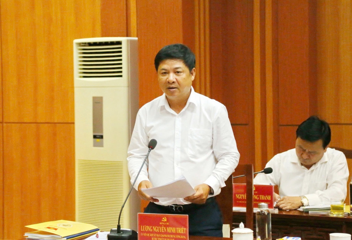Ông Lương Nguyễn Minh Triết, Bí thư Tỉnh uỷ Quảng Nam phát biểu tại buổi làm việc.