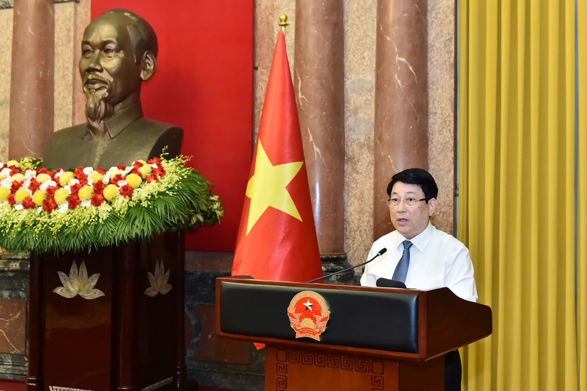 Chủ tịch nước Lương Cường phát biểu tại buổi gặp mặt