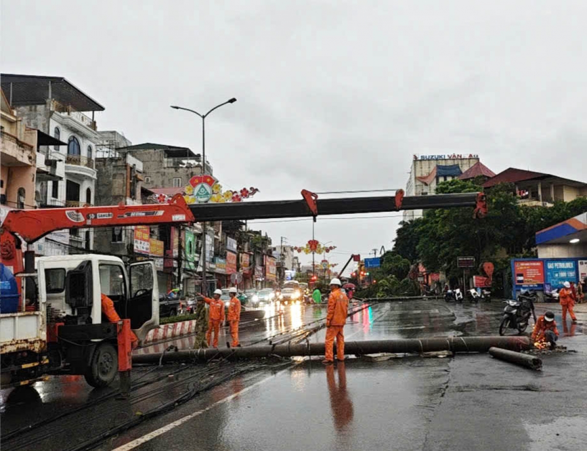 Khắc phục lưới điện sau cơn giông chiều 19/7 tại Thái Nguyên (ảnh web EVNNPC)