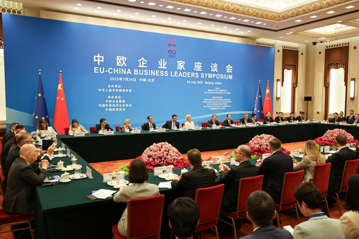 Hội nghị thượng đỉnh Liên minh châu Âu (EU) - Trung Quốc ngày 24/7/2025
tại Bắc Kinh (Trung Quốc). Ảnh: REUTERS