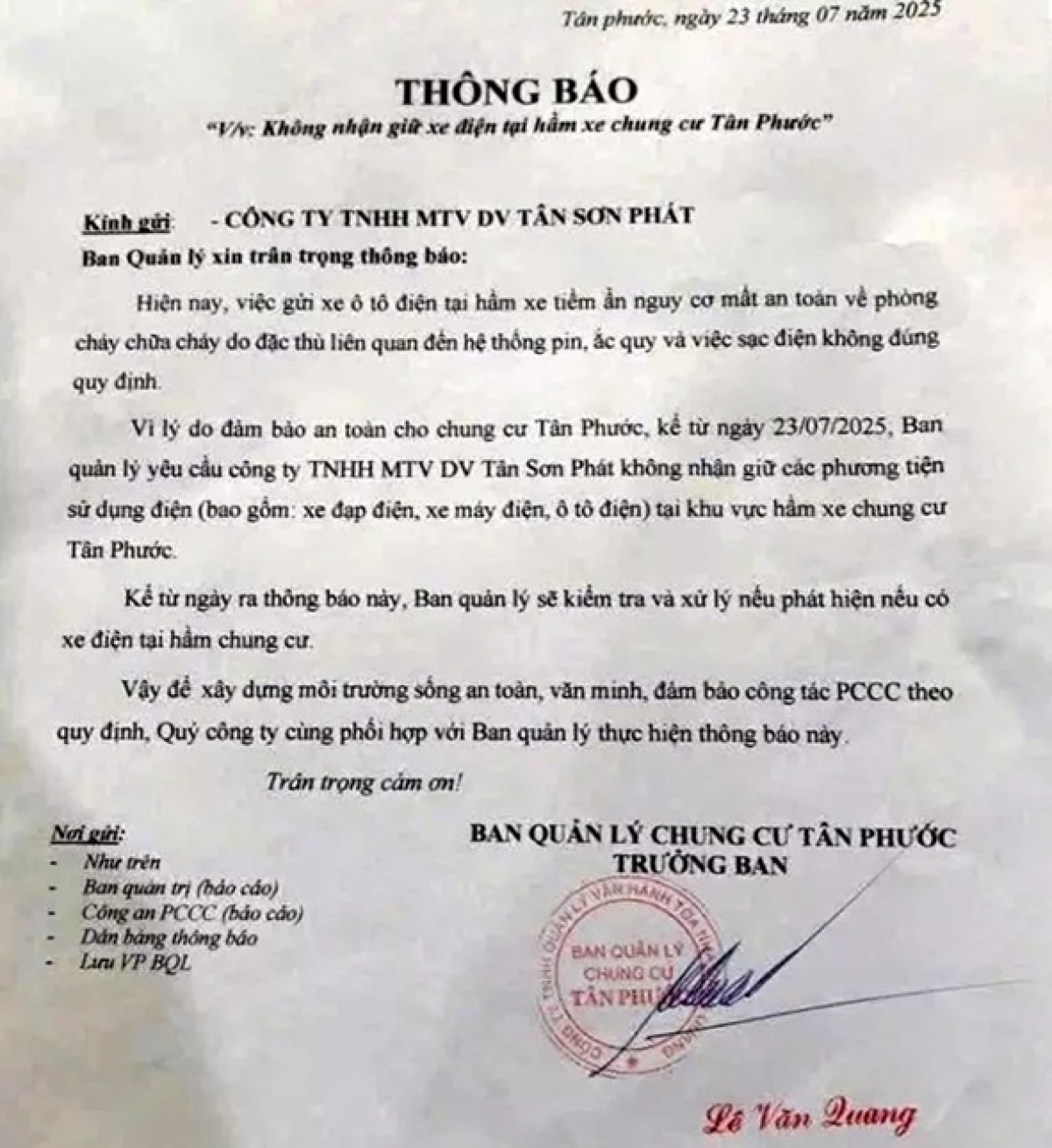 Văn bản gây tranh cãi (ảnh mạng xã hội)