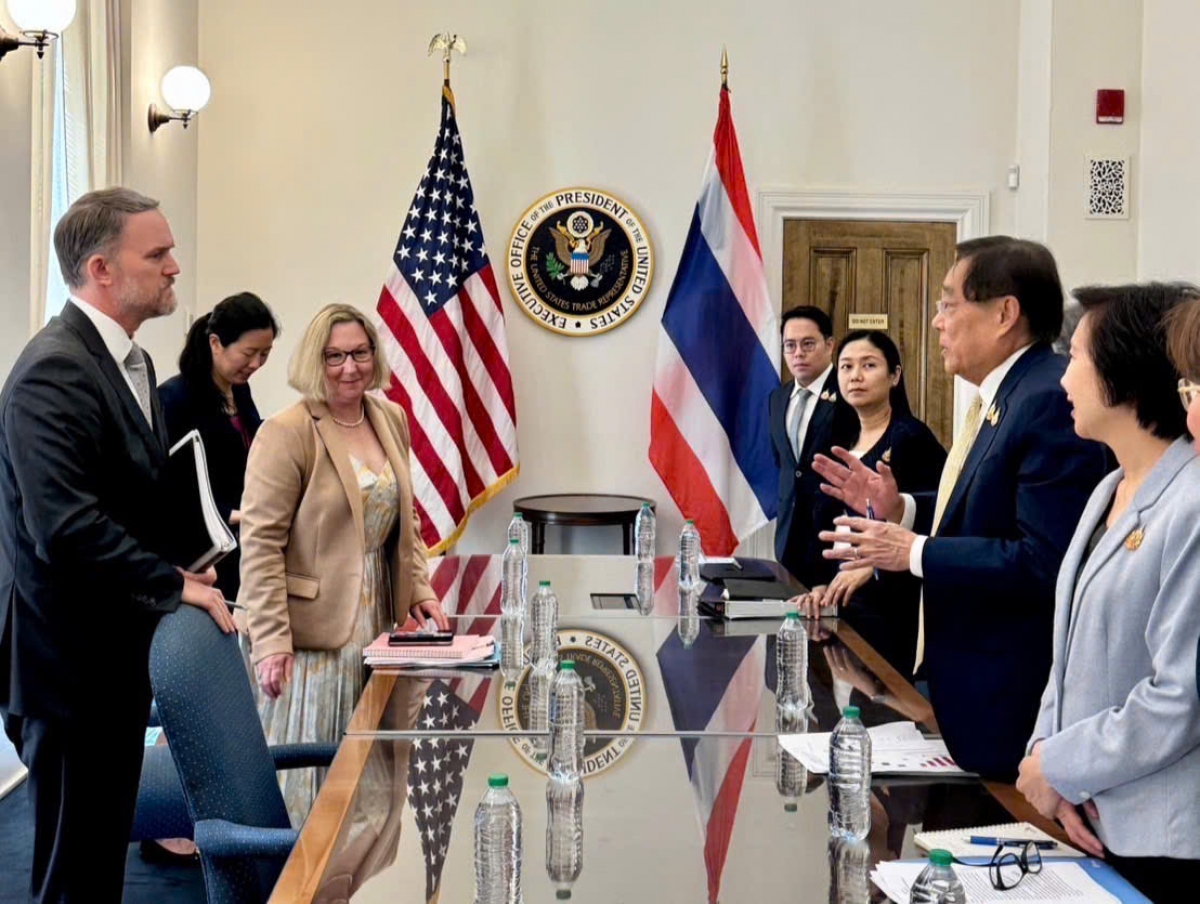 Nhóm đàm phán Thái Lan đã gặp Thứ trưởng Tài chính Mỹ Michael Faulkender cùng đại diện các khu vực tư nhân và nông nghiệp Mỹ. Ảnh: Bộ Ngoại giao Thái Lan