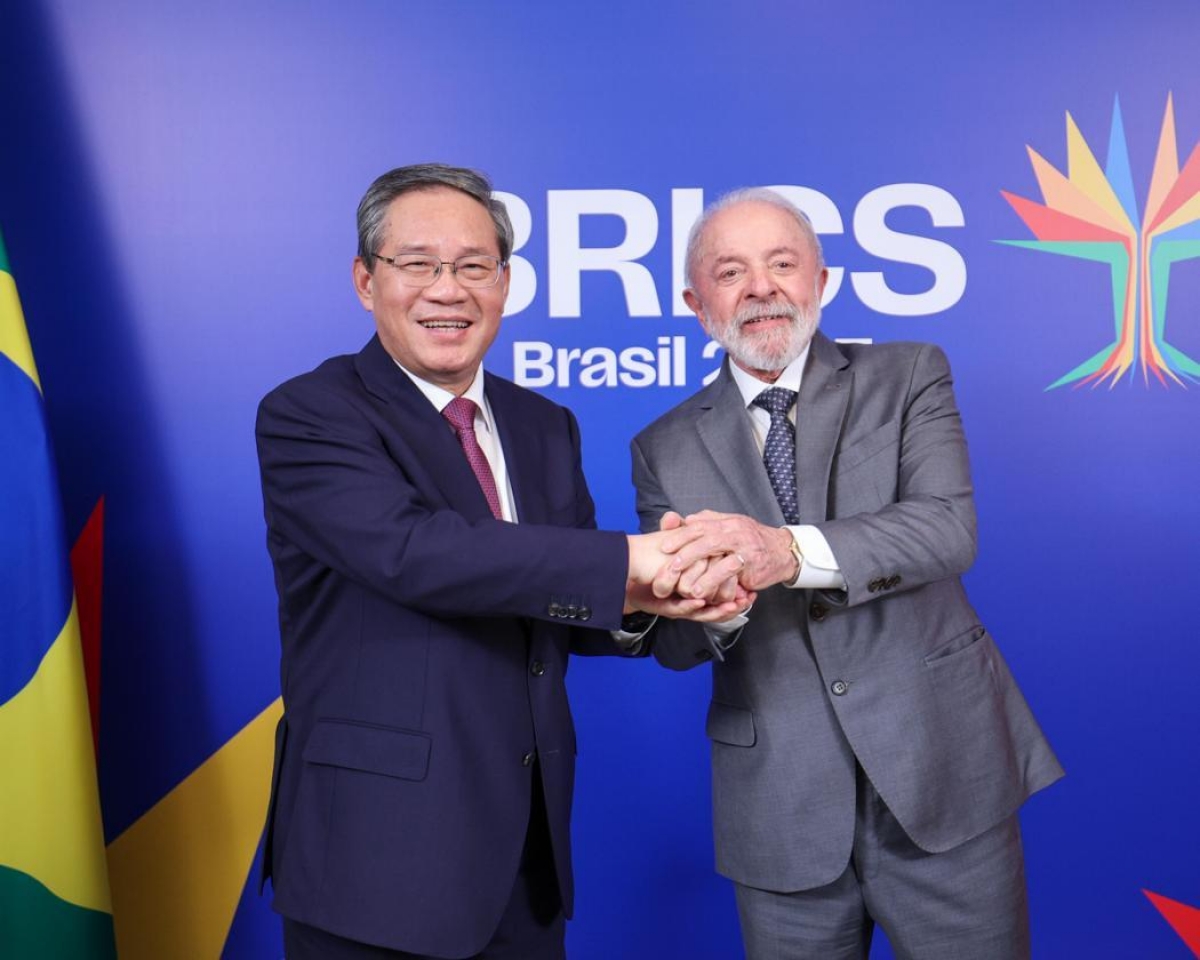 Thủ tướng Trung Quốc Lý Cường hội đàm với Tổng thống Brazil Lula da Silva tại Rio de Janeiro. Ảnh Tân Hoa Xã