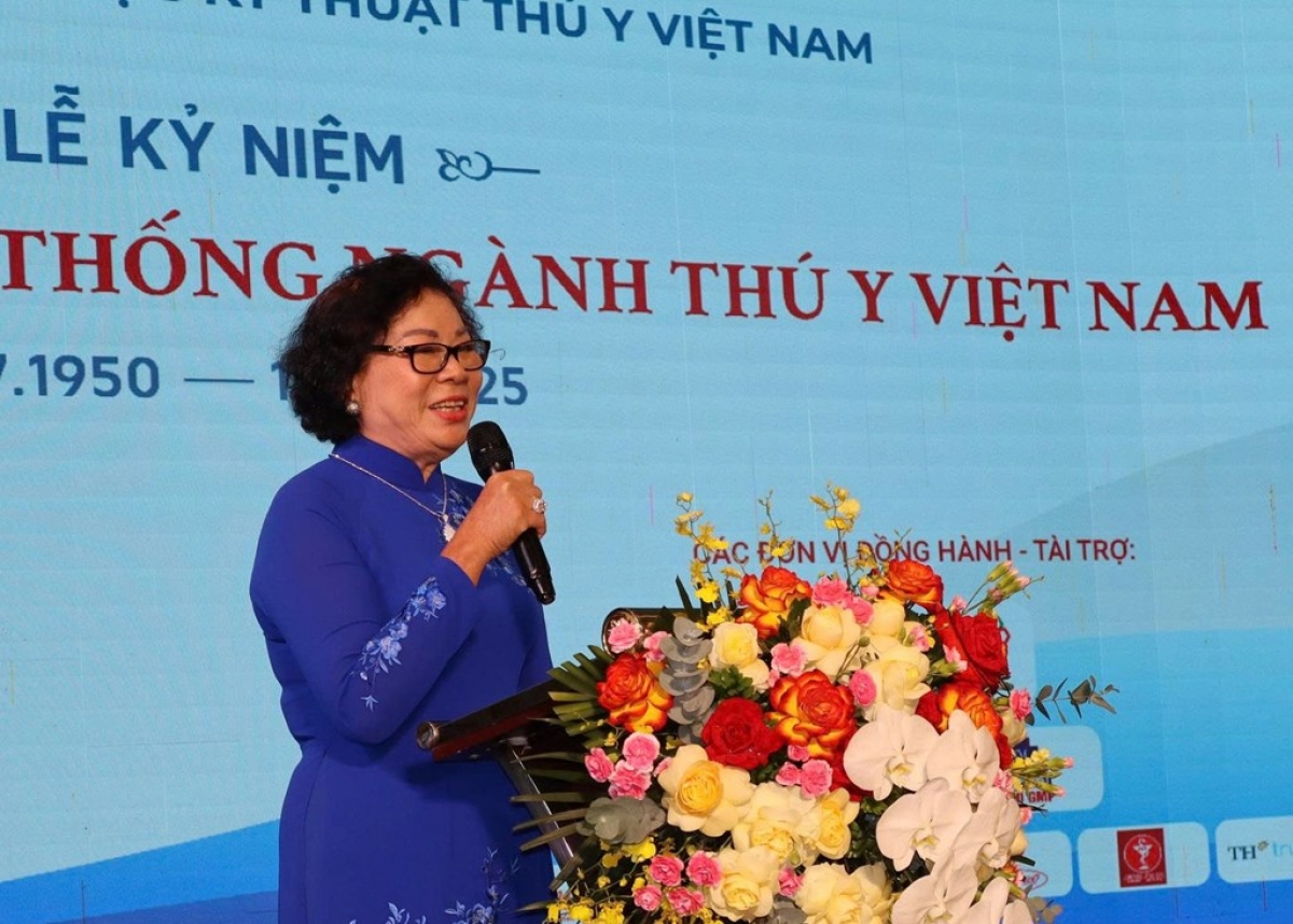 Bà Nguyễn Thị Hương, Chủ tịch Hội Khoa học kỹ thuật Thú y Việt Nam chia sẻ dấu ấn ngành thú y Việt Nam 75 năm qua.