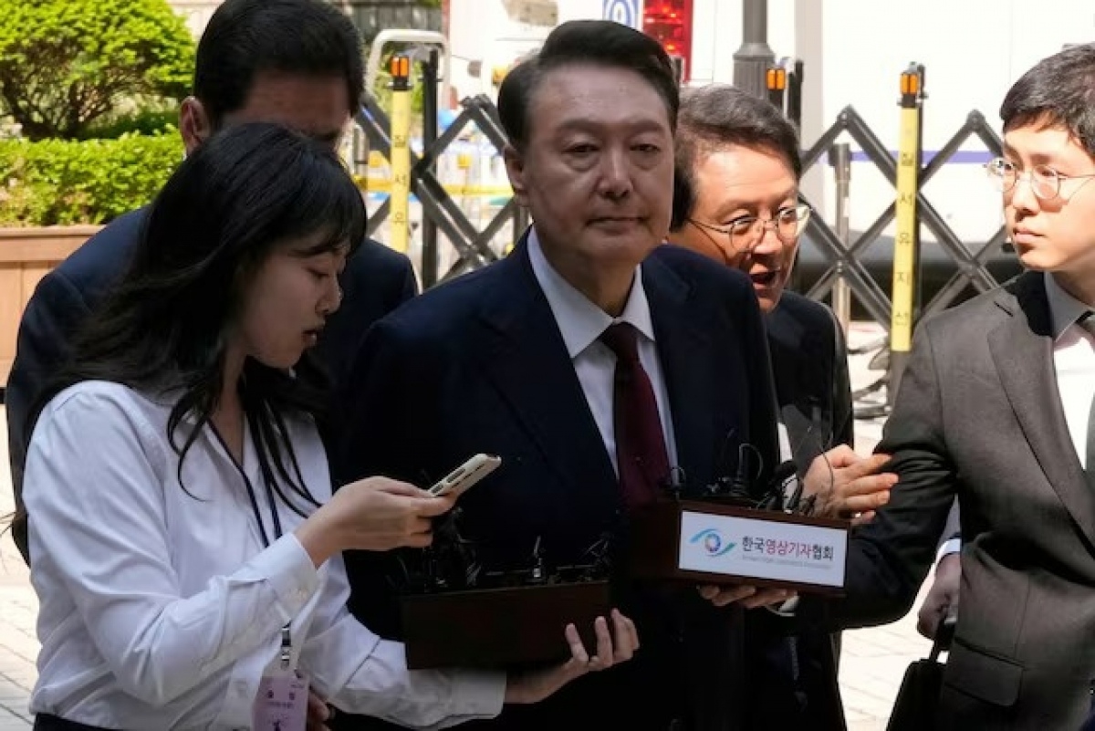 Cựu Tổng thống Hàn Quốc trước khi bị bắt giữ lần thứ 2 (ảnh Reuters)