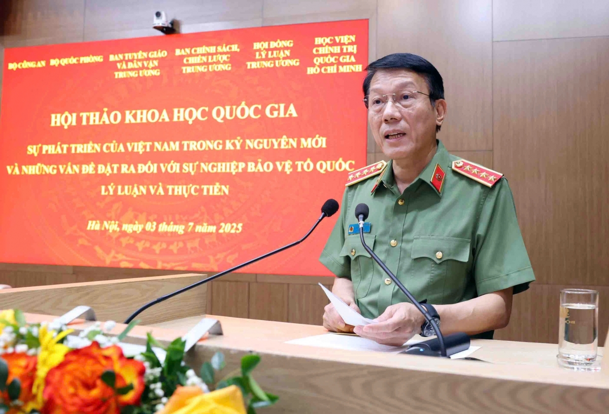 Đại tướng Lương Tam Quang, Bộ trưởng Bộ Công an phát biểu kết luận tại Hội thảo.